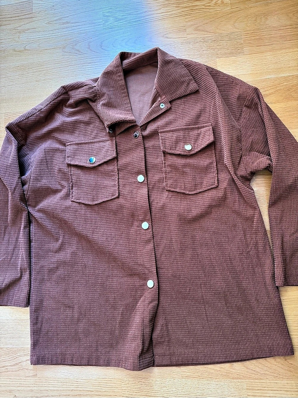 Emery Rose Brown Button Front Utility Shirt Size Large